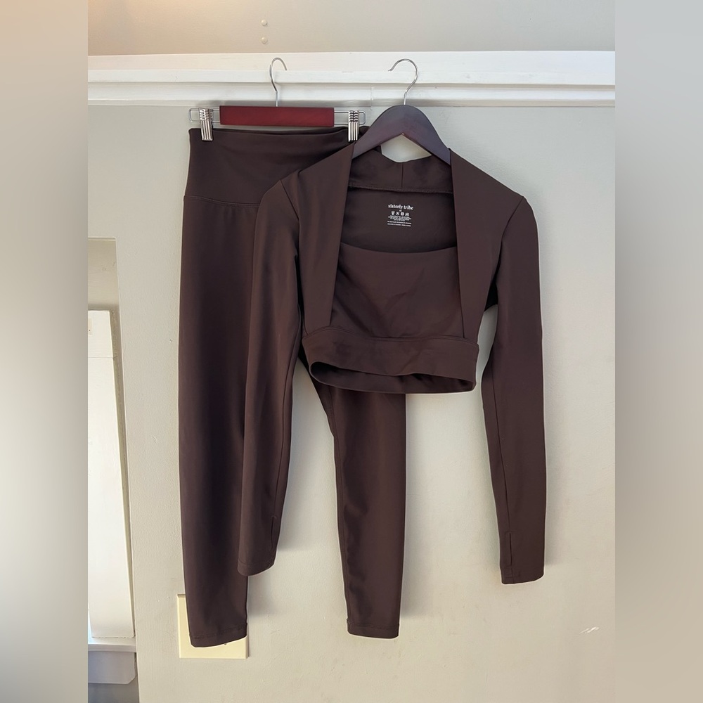 Sisterly Tribe Chocolate Brown Sports Bra and Leggings Set
